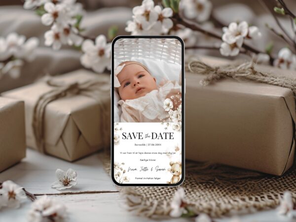 digital save the date barnedåb