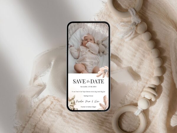 digital save the date barnedåb