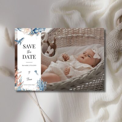 Thea | Save the date kort barnedåb vandret