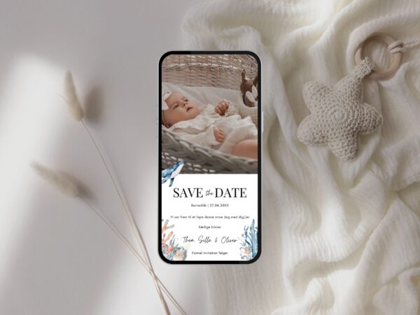 digital save the date barnedåb