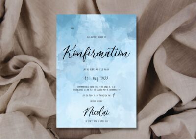 Blå | Invitation konfirmation