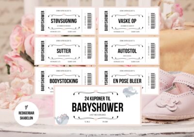 Babyshower | Kuponhæfte i rosa