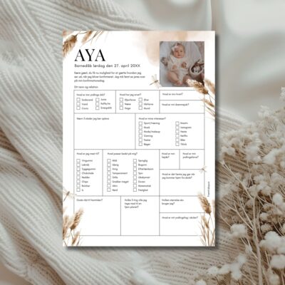 Aya | Fremtidsquiz til barnedåb