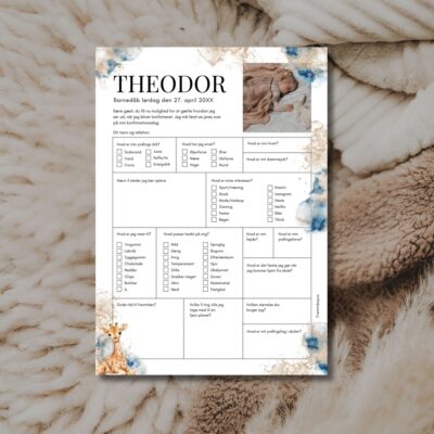 Theodor | Fremtidsquiz til barnedåb