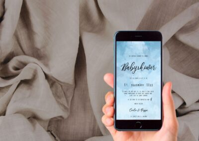 Blå | Digital invitation babyshower