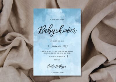 Blå | Invitation babyshower