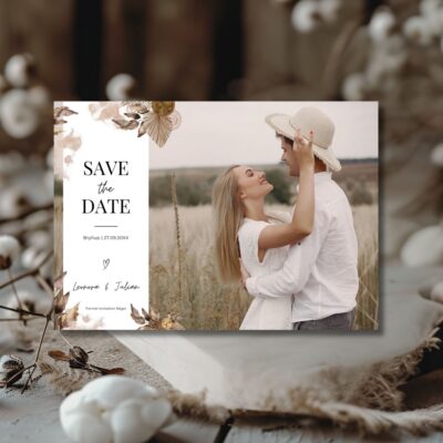 Leonora | Save the date kort bryllup vandret