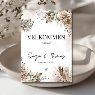 Saga | Velkomstskilt bryllup