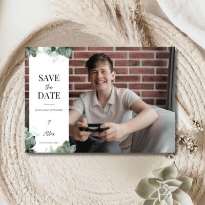 Atlas | Save the date kort konfirmation vandret