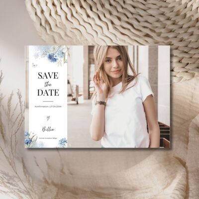 Billie | Save the date kort konfirmation vandret