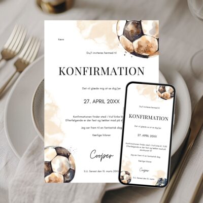 Fodbold | Invitation konfirmation kombi