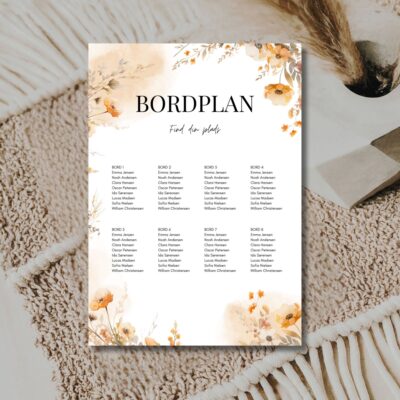 Esther | Bordplan bryllup A3