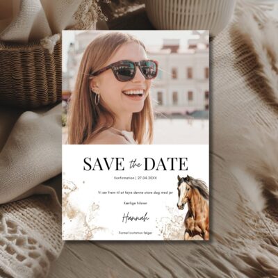 Hest | Save the date kort konfirmation