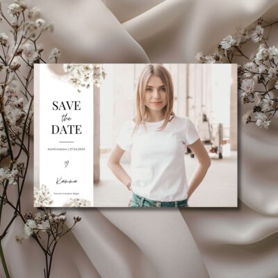 Kamma | Save the date kort konfirmation vandret