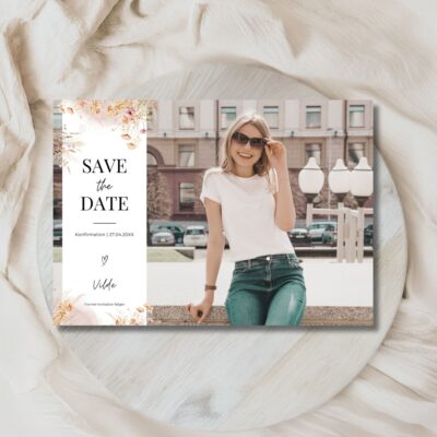 Vilde | Save the date kort konfirmation vandret