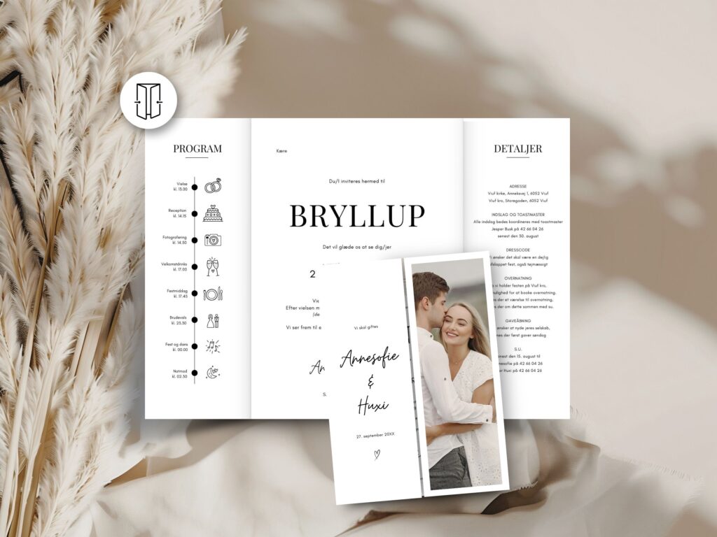 Invitation til bryllup | Enkelt design | Redigerbar invitation
