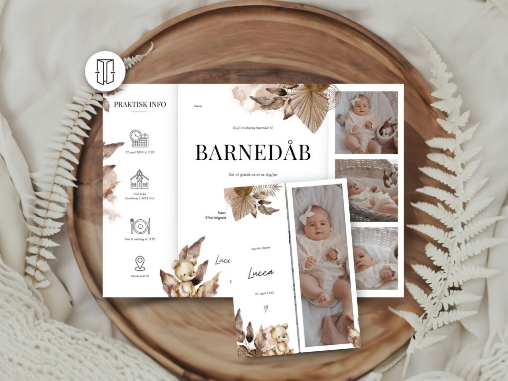 Invitation til barnedåb eller navnefest | Redigerbar