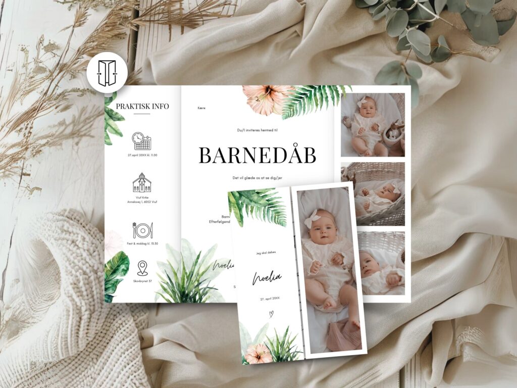 Invitation til barnedåb eller navnefest | Jungle tema