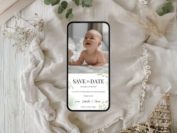 digital save the date barnedåb