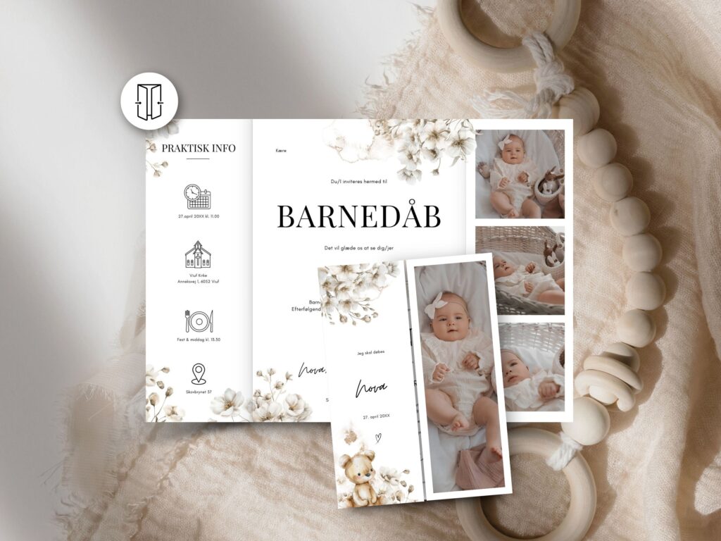 Invitation til barnedåb eller navnefest | Lyserød