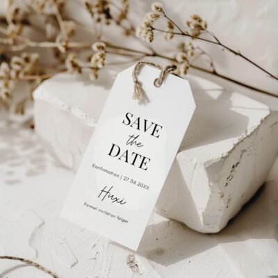 Hvid | Save the date tags konfirmation