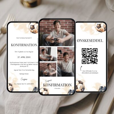 Fodbold | Digital invitation konfirmation lux