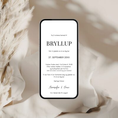 Hvid | Bryllupsinvitation digital