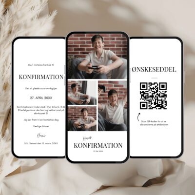 Hvid | Digital invitation konfirmation lux
