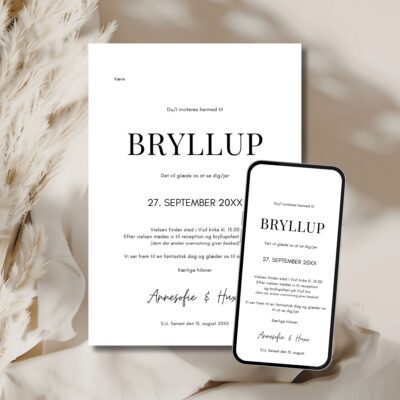 Hvid | Invitation bryllup kombi