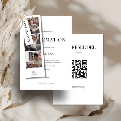 Hvid | Konfirmationsinvitation delux