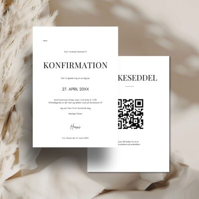 Hvid | Konfirmationsinvitation lux