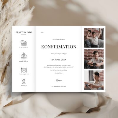 Hvid | Invitation konfirmation portfals