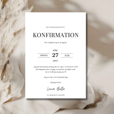 Hvid | Konfirmationsinvitation lux billede