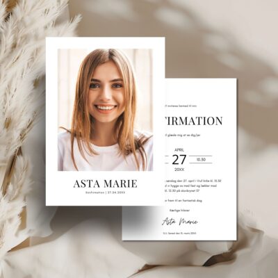 Hvid | Konfirmationsinvitation lux billede