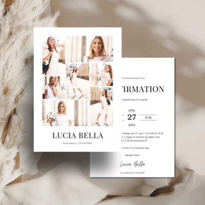Hvid | Konfirmationsinvitation lux collage