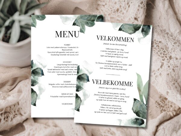 velbekomme sang + menukort