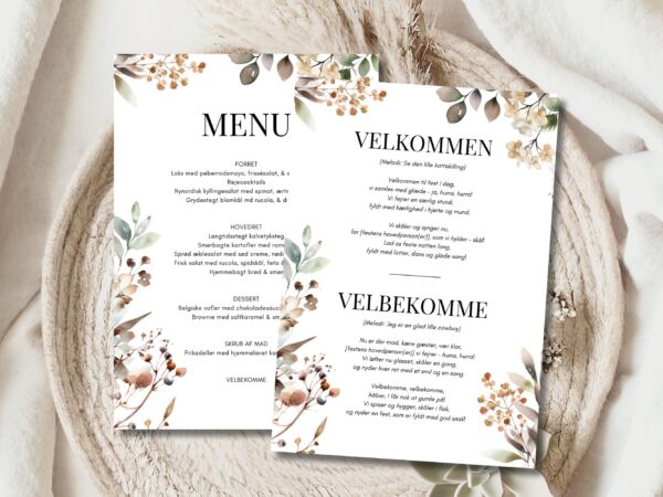 velbekomme sang + menukort