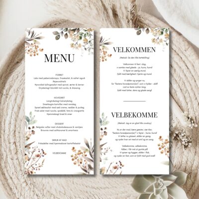 Augusta | Velbekomme sang + menukort bryllup