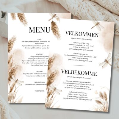 Aya | Velbekomme sang + menukort bryllup A5
