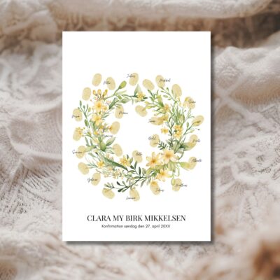 Blomsterkrans | Gæstebogsplakat konfirmation A4