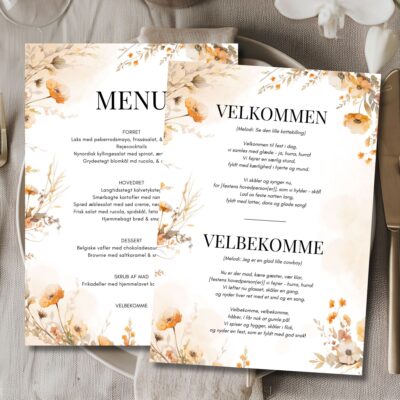 Esther | Velbekomme sang + menukort bryllup A5