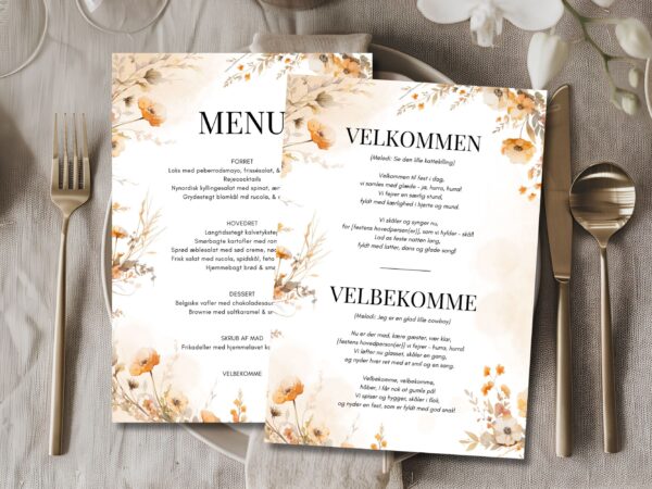 velbekomme sang + menukort