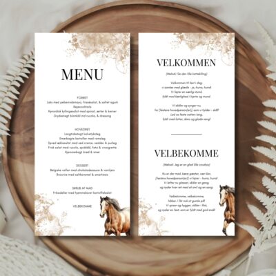 Hest | Velbekomme sang + menukort konfirmation