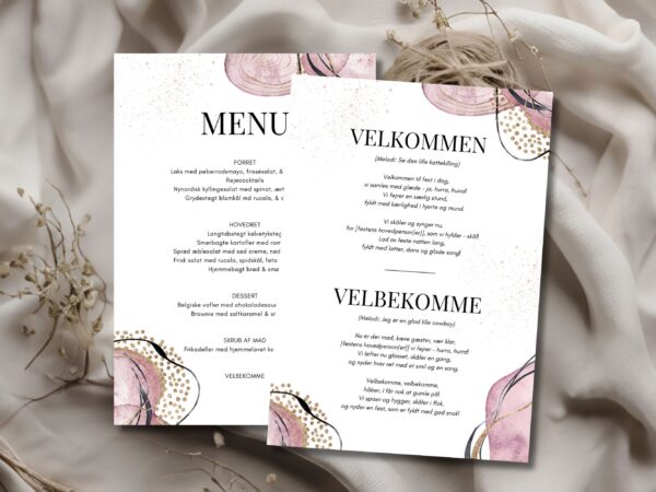 velbekomme sang + menukort