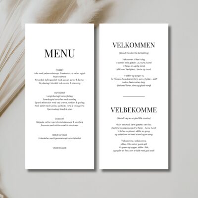 Hvid | Velbekomme sang + menukort konfirmation
