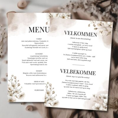 Kamma | Velbekomme sang + menukort konfirmation A5