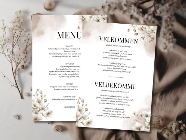 velbekomme sang + menukort