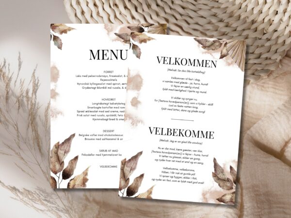 velbekomme sang + menukort