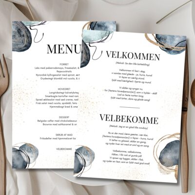 Milas | Velbekomme sang + menukort konfirmation A5