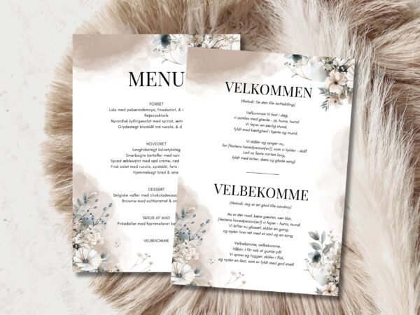 velbekomme sang + menukort